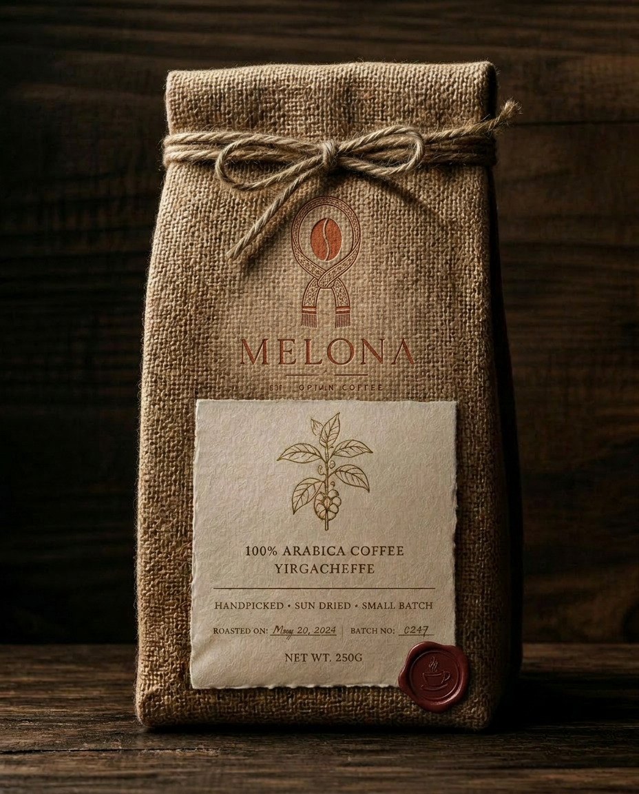 Yirgacheffe Reserve — Melona Coffee packaging